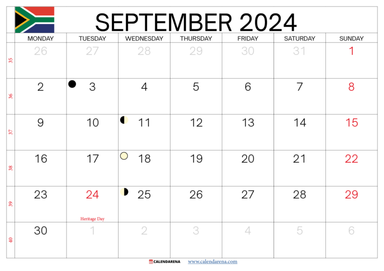 September 2024 Calendar South Africa