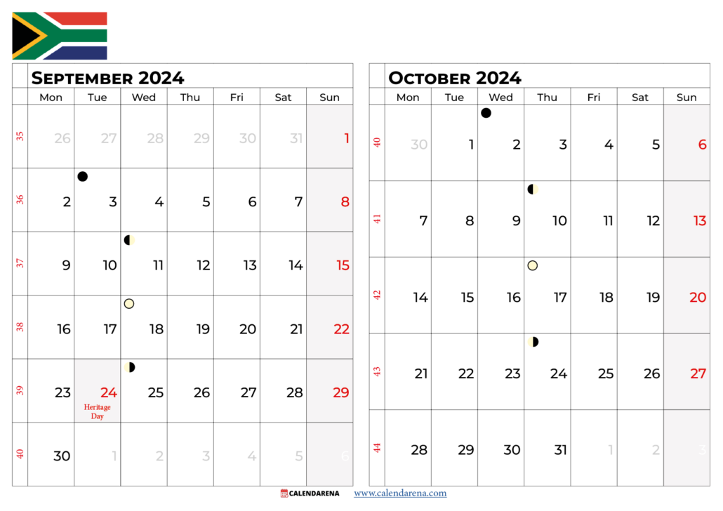 September 2024 Calendar South Africa