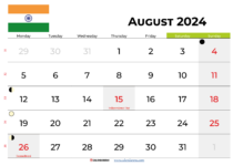 august 2024 calendar india
