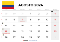 calendario agosto 2024 colombia