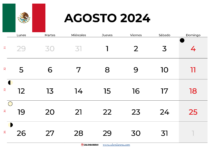calendario agosto 2024 mexico