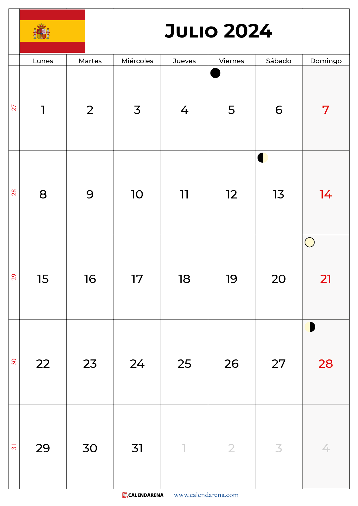 calendario de julio 2024 españa