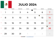 calendario julio 2024 México