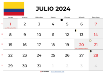 calendario julio 2024 colombia