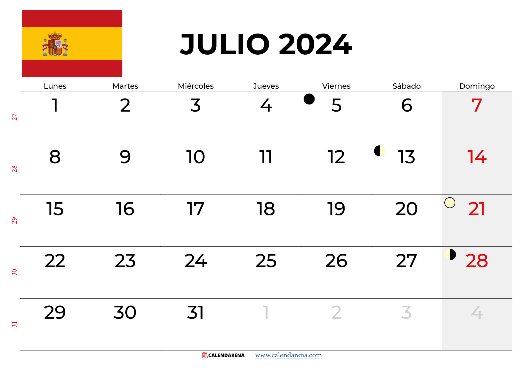 calendario julio 2024 españa