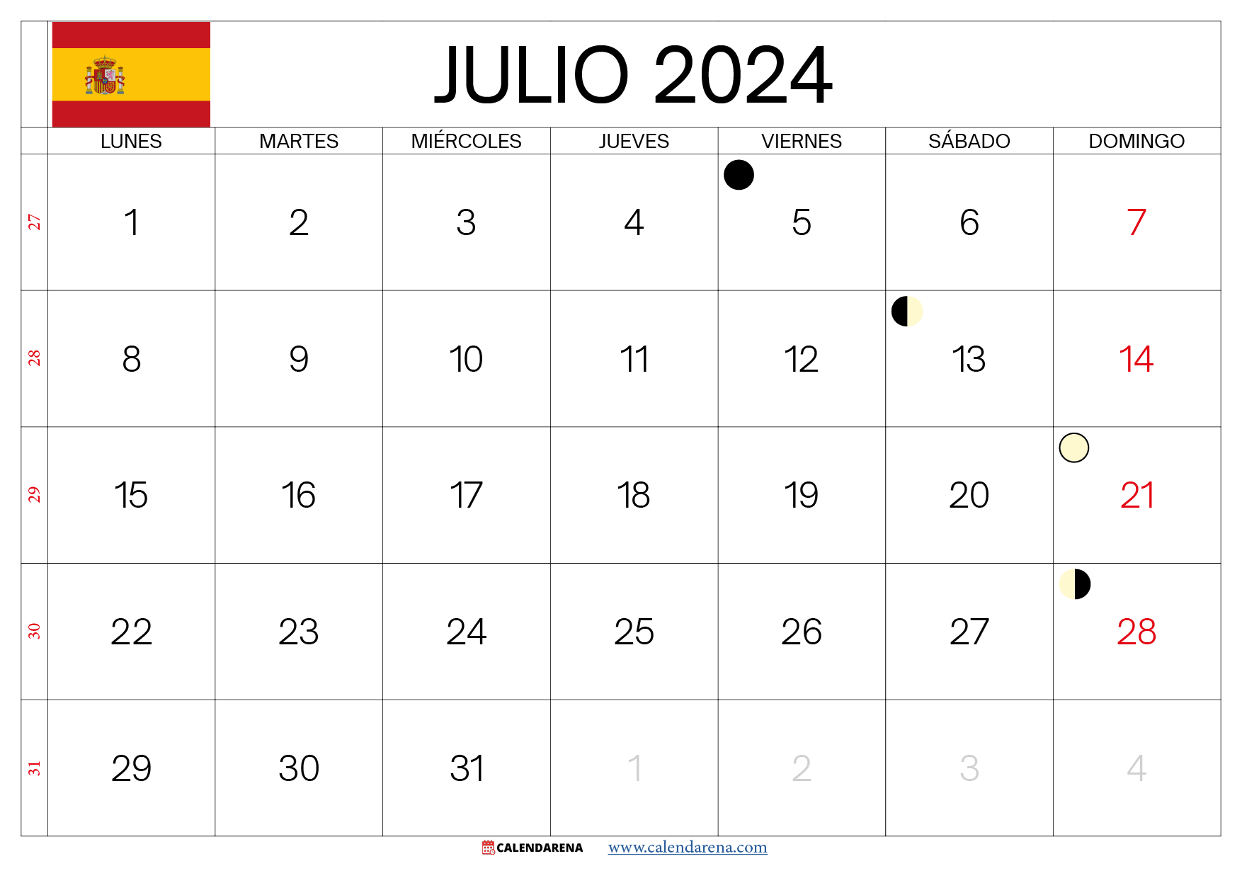 calendario julio españa