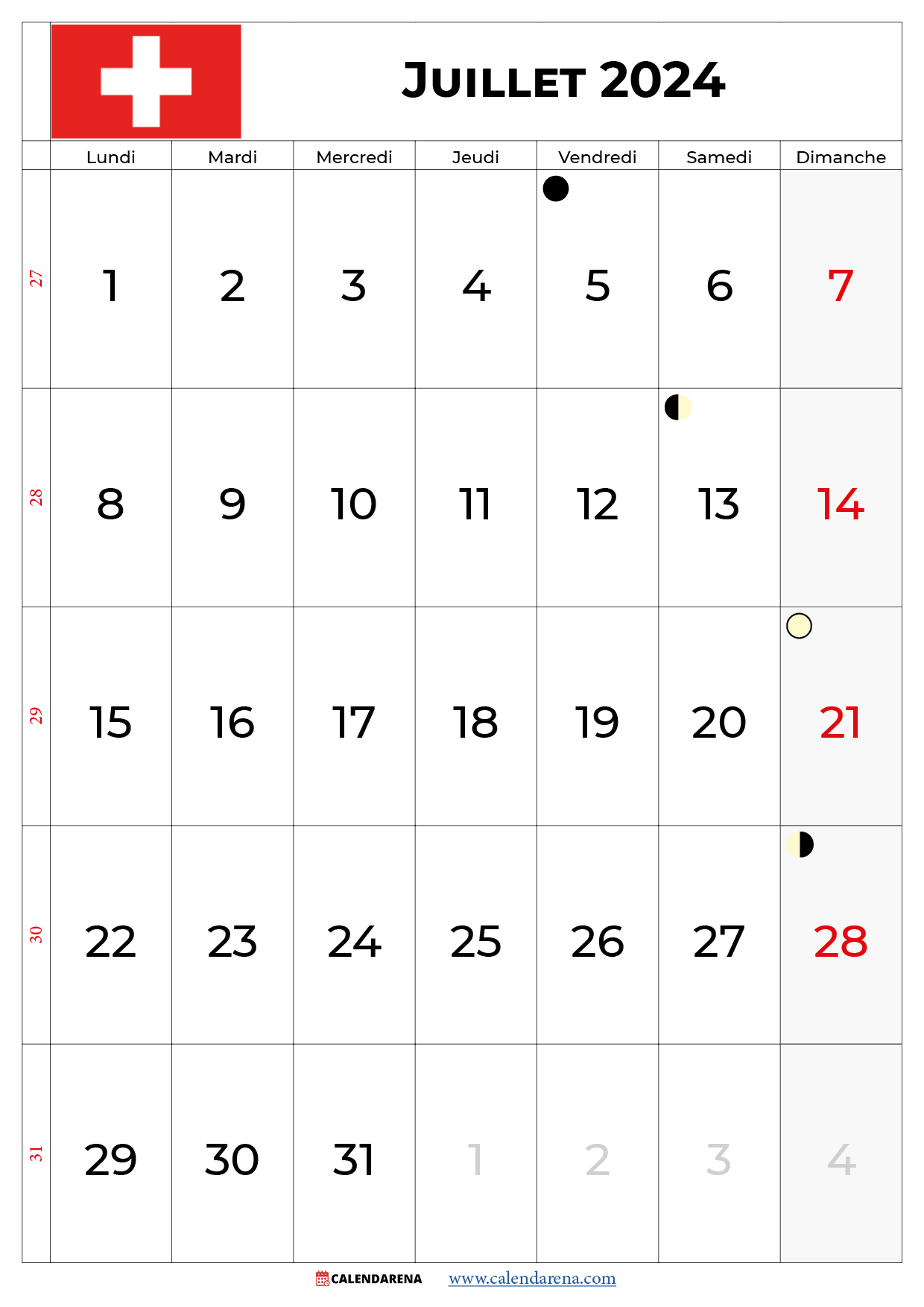 calendrier juillet suisse