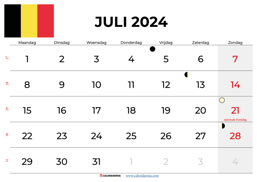 kalender juli 2024 België