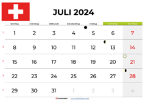 kalender juli 2024 Schweiz