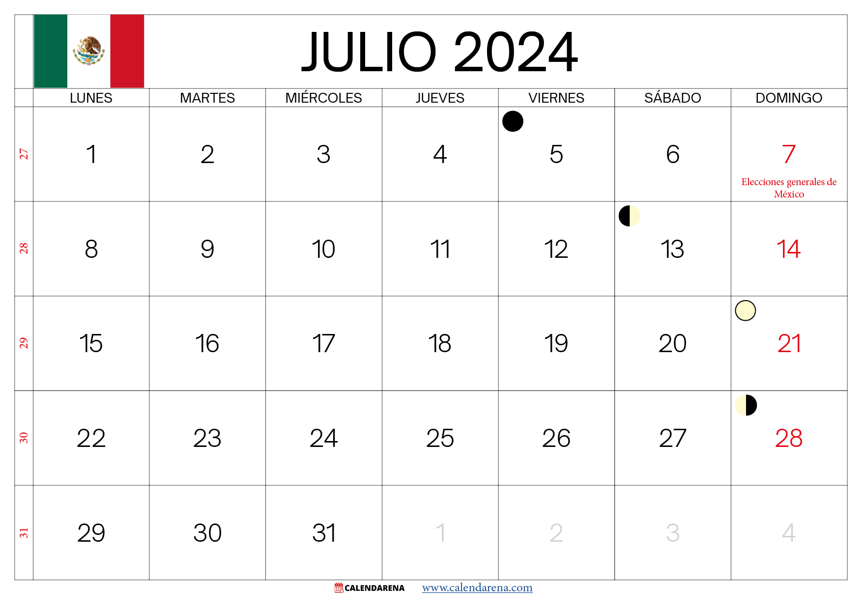 mes de julio 2024 México