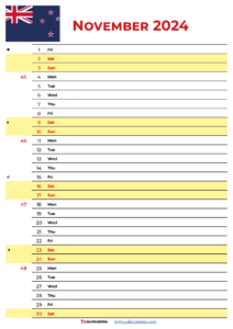 November Calendar 2024 Nz