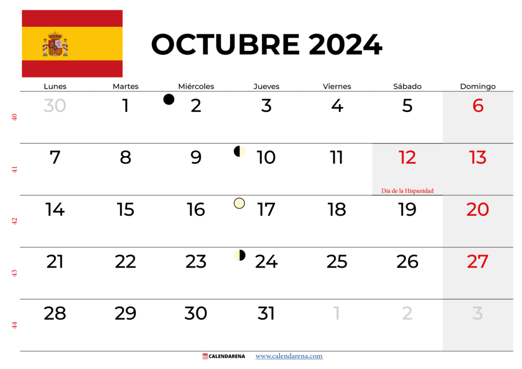Calendario Octubre 2024 España
