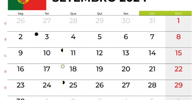 Calendário Setembro 2024 Portugal