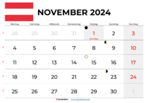 Kalender November 2024 Österreich