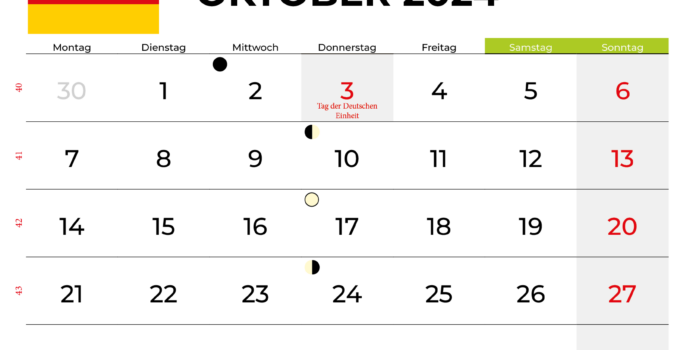 Kalender Oktober 2024 Deutschland