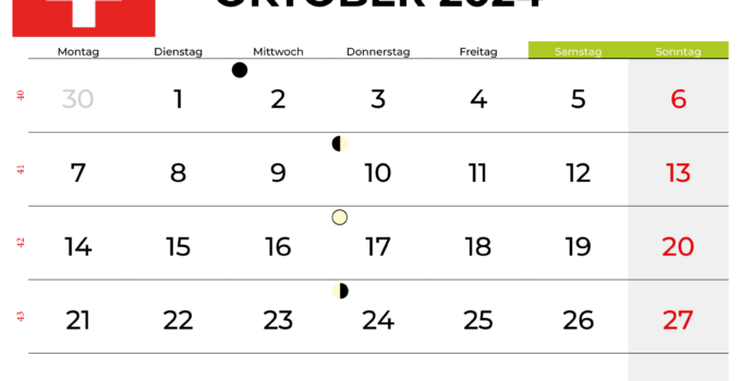Kalender Oktober 2024 Schweiz