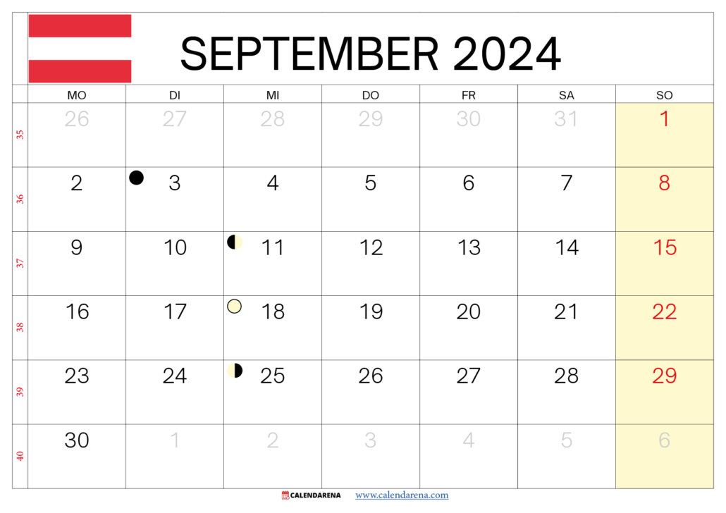 Kalender September 2024 Österreich