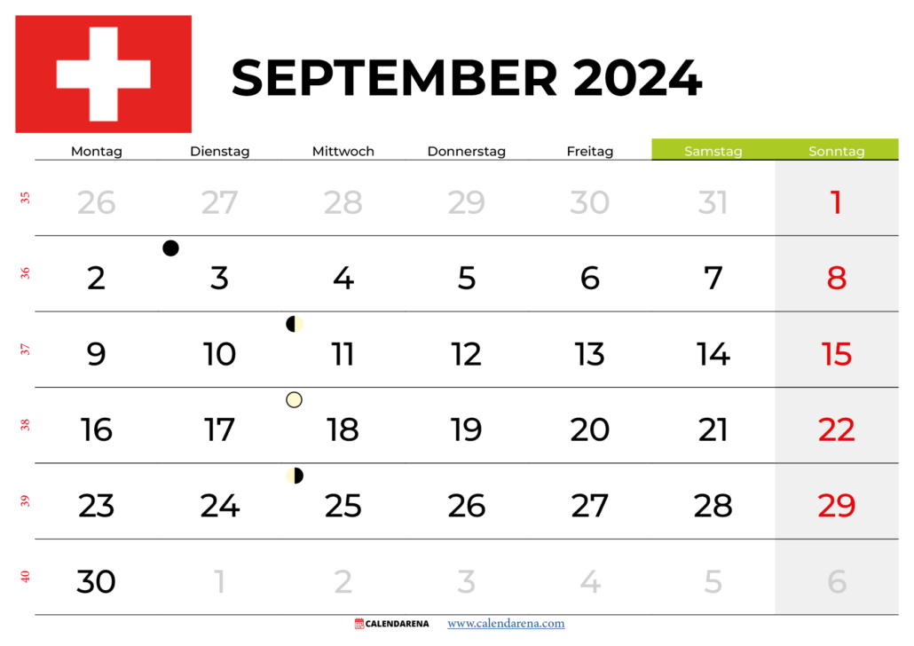 Kalender September 2024 Schweiz