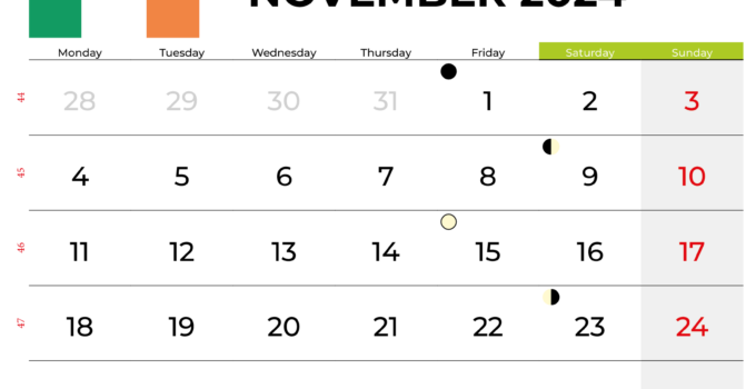 November Calendar 2024 Ireland
