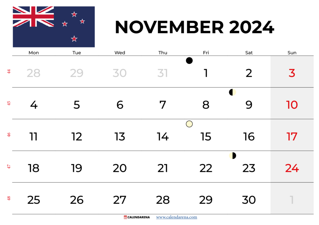 November Calendar 2024 Nz