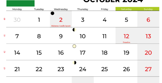 October 2024 Calendar India