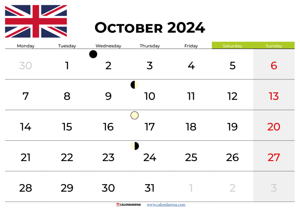 October 2024 Calendar Uk