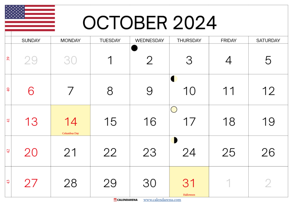 October 2024 Calendar Usa