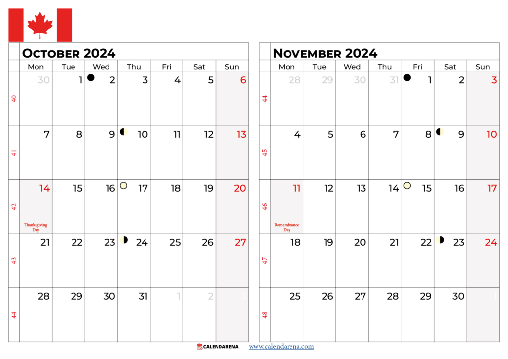 November 2024 Calendar Printable Canada