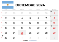 Calendario Diciembre 2024 Argentina