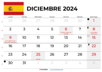 Calendario Diciembre 2024 España