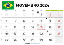 Calendário Novembro 2024 Brasil