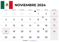 Calendario Noviembre 2024 México