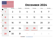 December 2024 Calendar Printable Usa