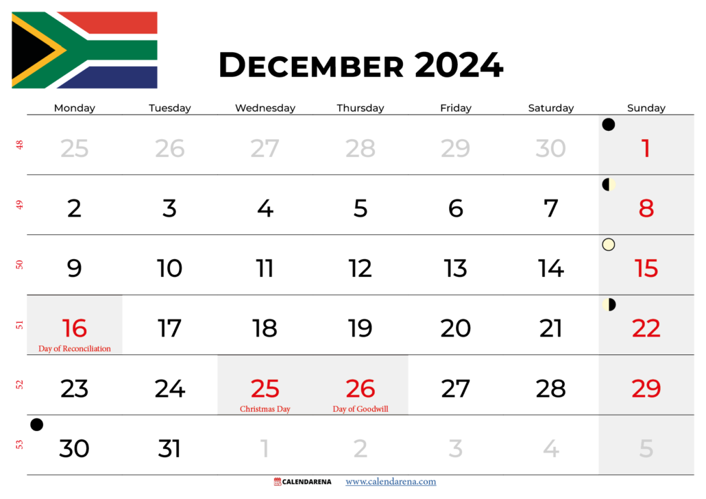 December 2024 Calendar South Africa