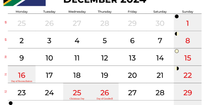 December 2024 Calendar South Africa
