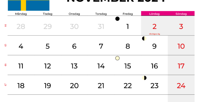 Kalender 2024 November Sverige