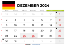 Kalender Dezember 2024 Deutschland
