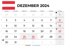 Kalender Dezember 2024 Österreich