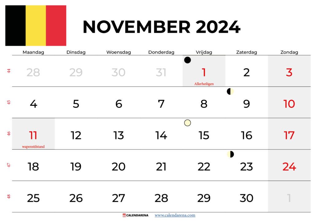 Kalender November 2024 België