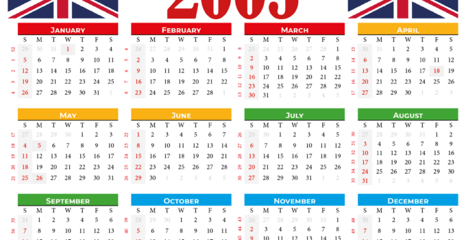 2025 Calendar With Holidays UK