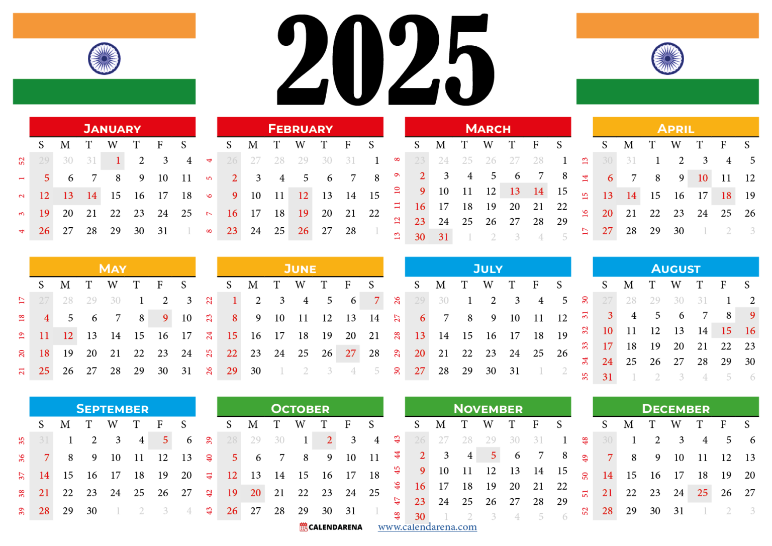 Calendar 2025 India With Holidays And Festivals