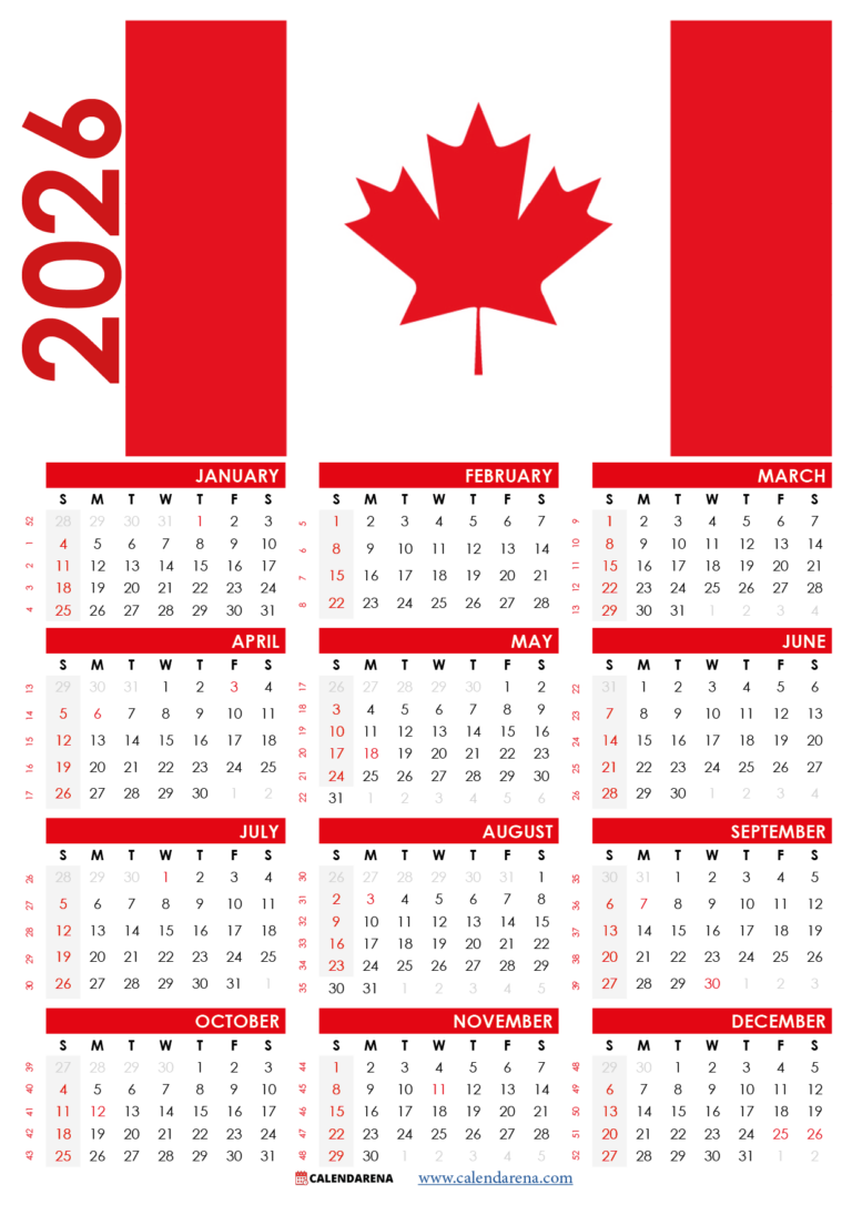 2025 Calendar Canada Printable Free