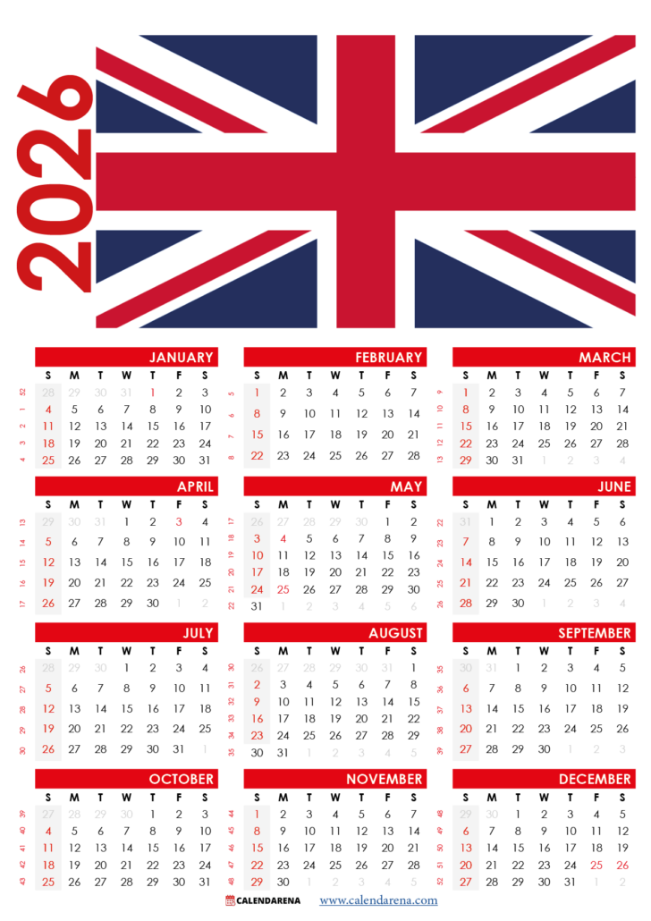 2025 Calendar UK With Holidays