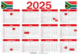 2025 calendar south africa with holidays printable Calendarena