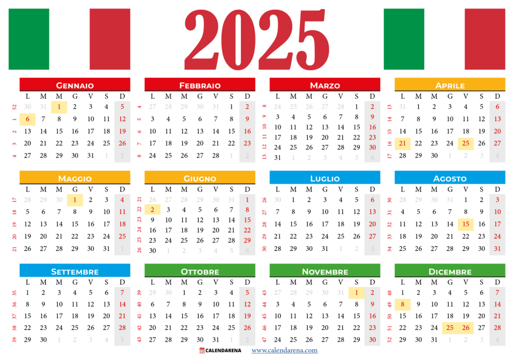 Calendario 2025 Con Festività Pdf