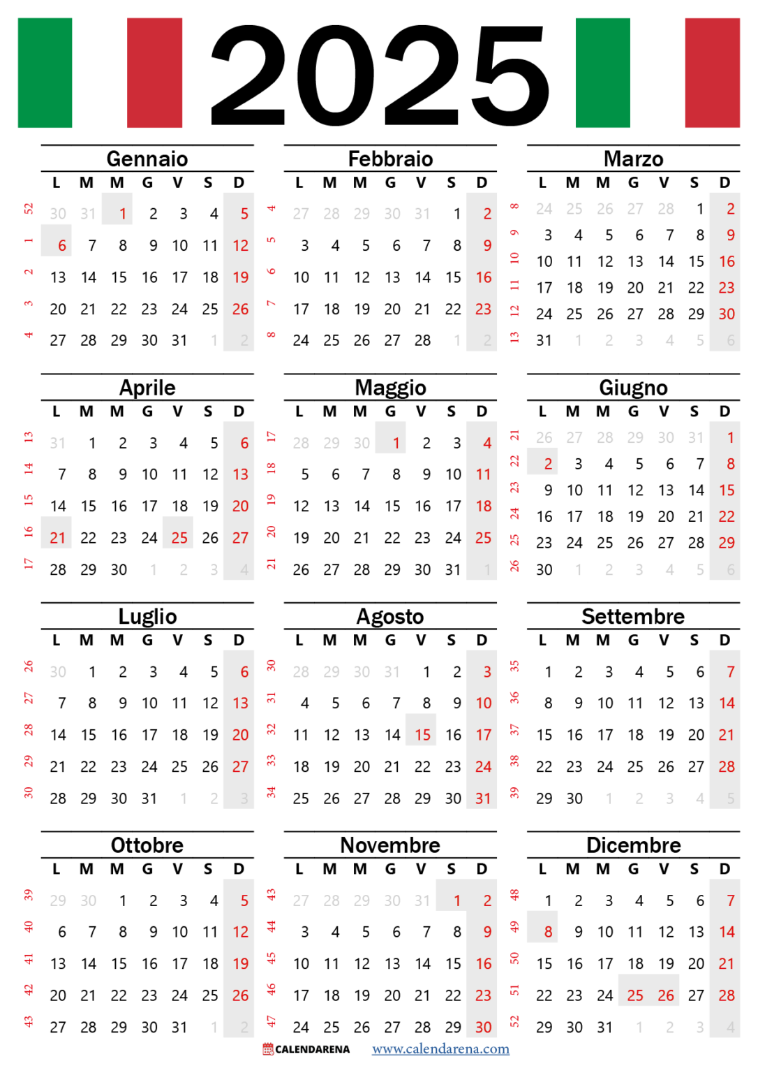 Calendario 2025 Con Festività Pdf