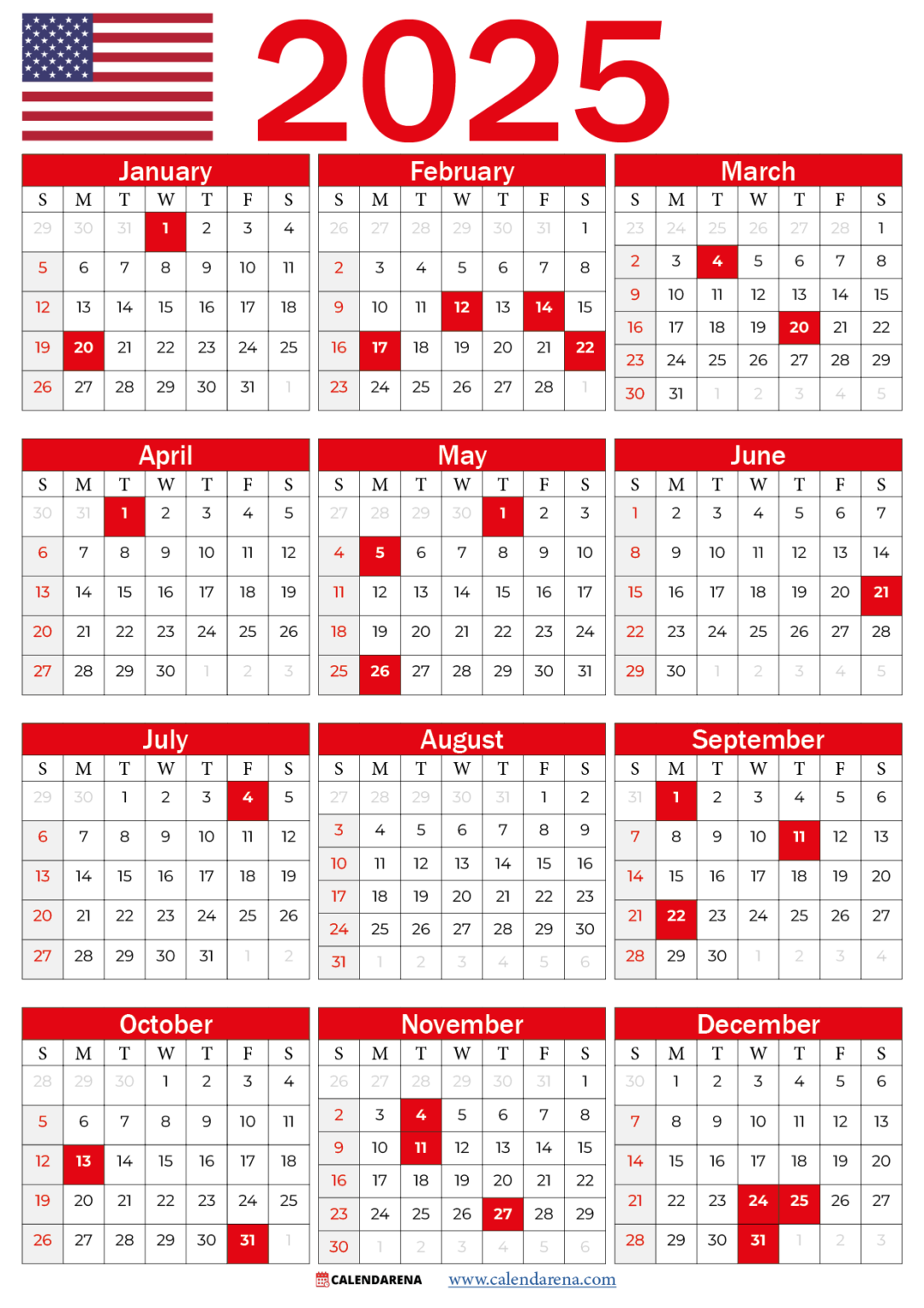 2025 Calendar USA: Dates And Holidays