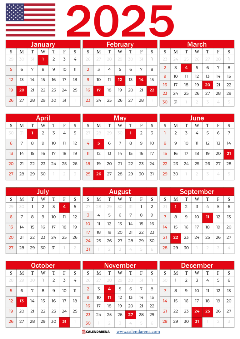 2025 Calendar USA Dates And Holidays