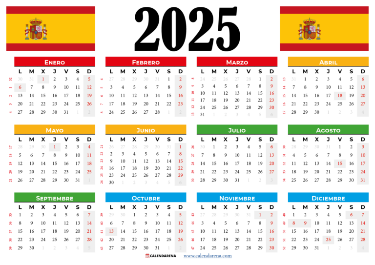 Calendario 2025 España Con Festivos PDF