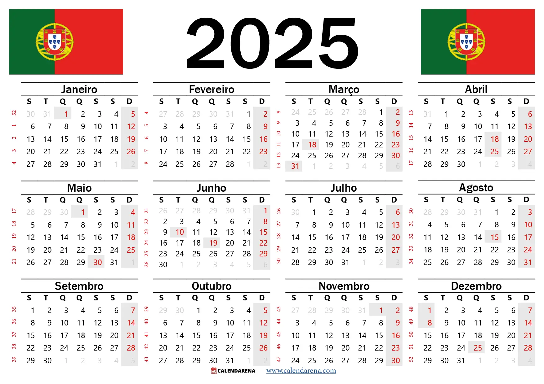 Calendario 2025 Portugal